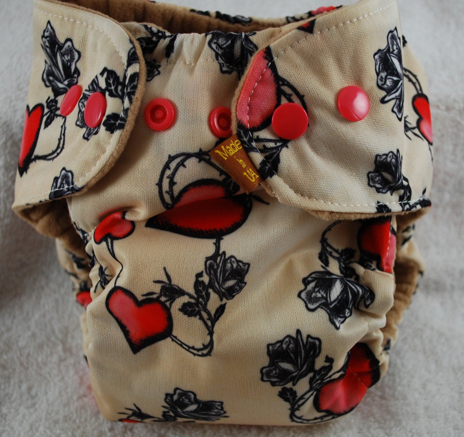 Tattoo Hearts AIO Diaper in Size small 1222 lbs by BubbyBums