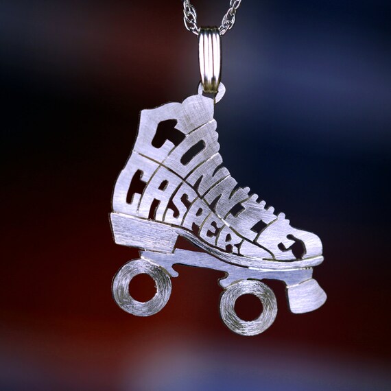 Personalized jewelry Roller Skate pendant necklace by elygoldart1