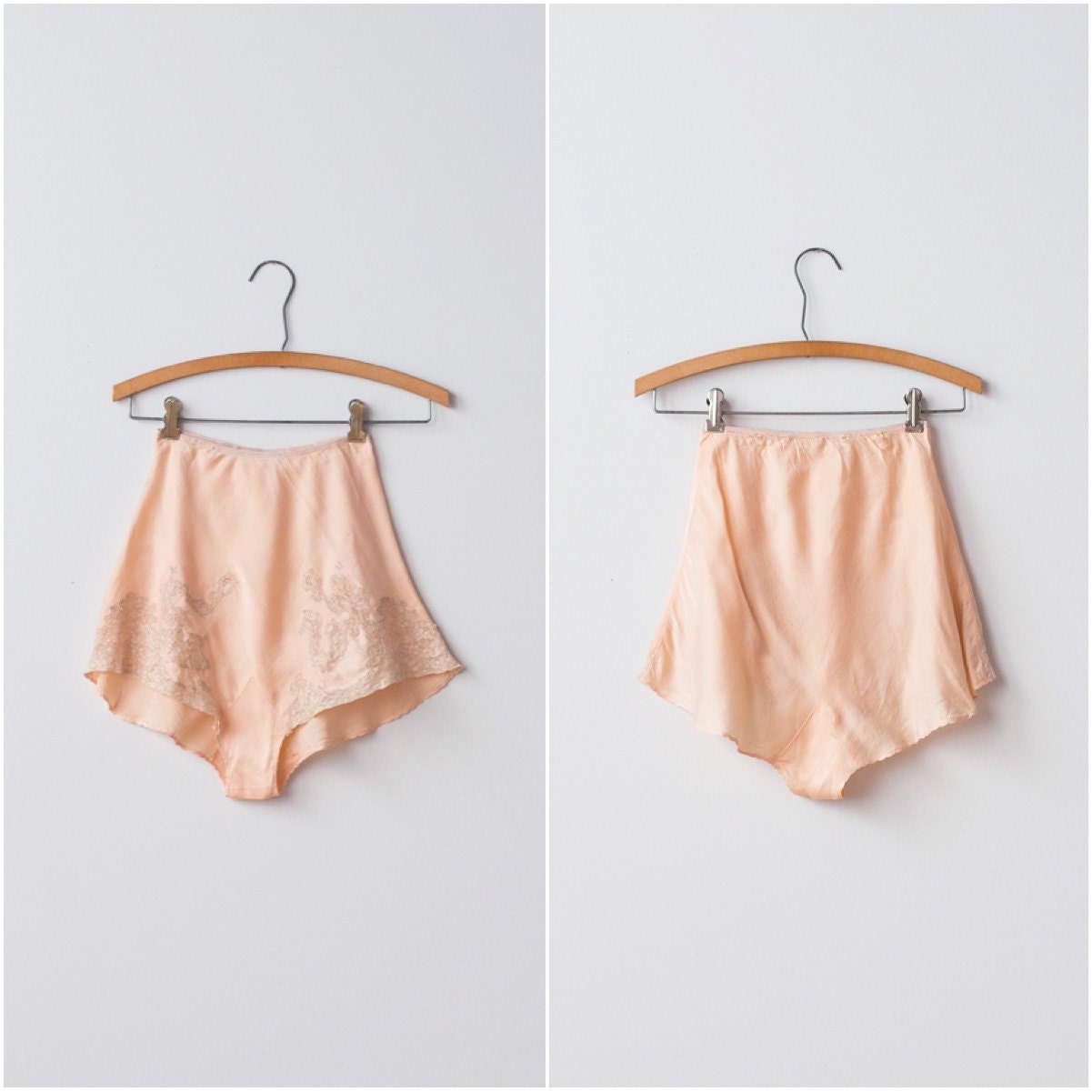 Vintage 1920s Tap Shorts / Silk and Lace X Small XS Intimates