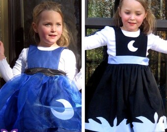 Princess Luna Inspired Reversible Dress - Ella Dress collection - Girls Sizes 2-6X Play Dress or Costume