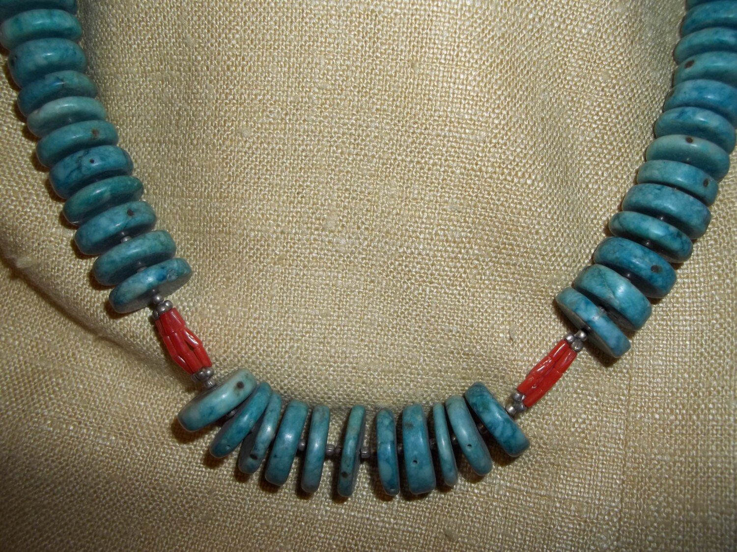 Turquoise Rondelle Heishi Necklace by SilvernSpecialThings on Etsy