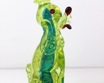 1950's Vintage Italian Venitian Glass Poodle Figurine Vaseline Glass