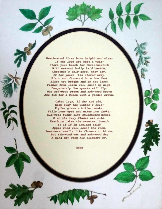 Classic Illustrated firewood poem 8 x 10 framed print on 8.5