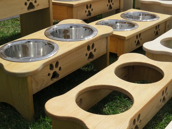 Handmade Dog Bowl Elevated Wood Stand ALL SIZES by savingshepherd