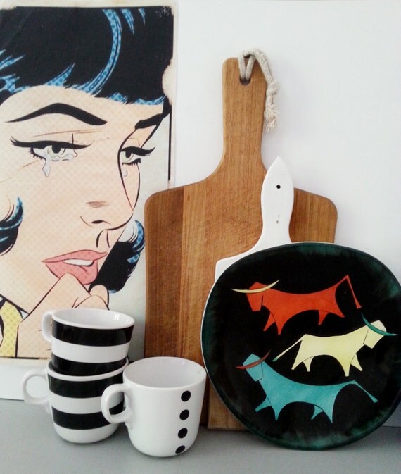 Wall plate ceramic by GreatVintageQuest on Etsy