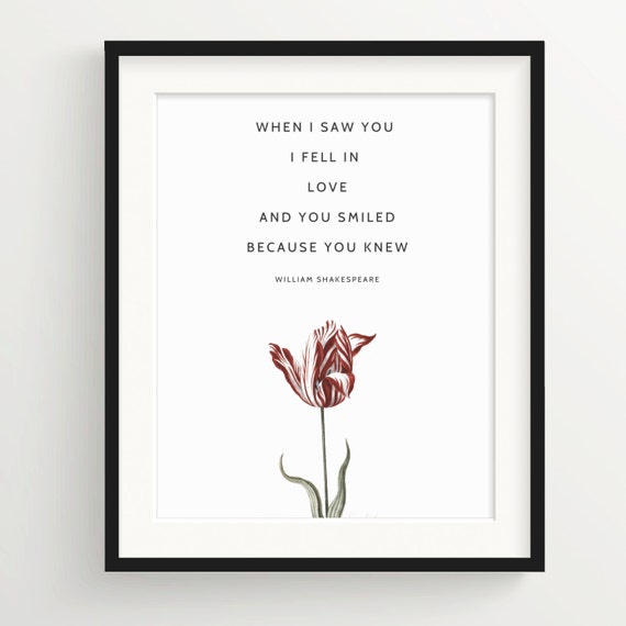 Shakespeare Love Print When I saw you I fell in