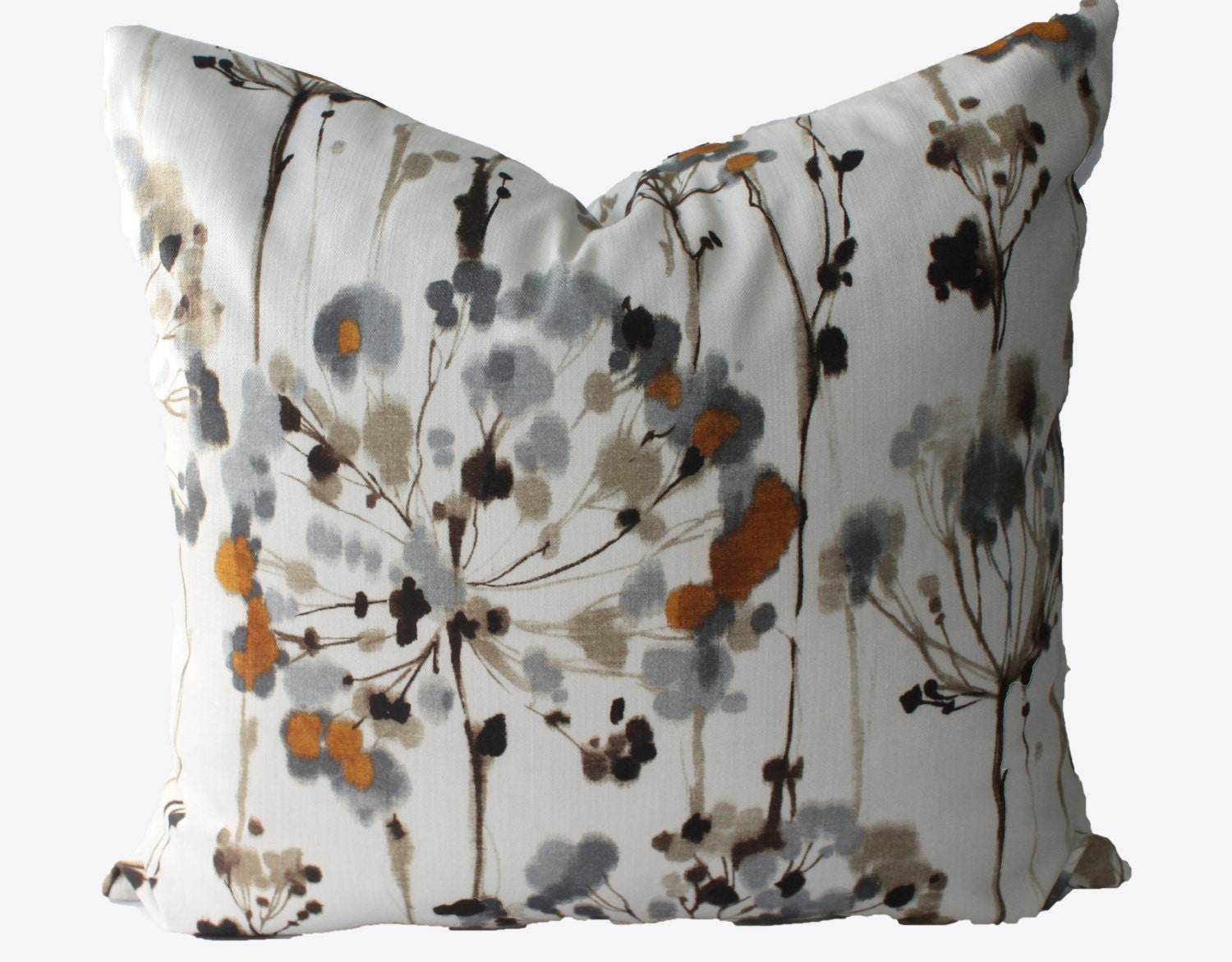 Decorative Floral Grey Pillow Cover 18x18 20x20 22x22 or