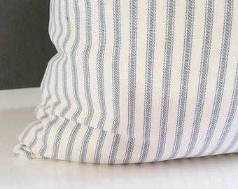 Ticking Stripe Pillows -Blue and white -ticking stripe pillow cover - Pillow - Pillow Cover Stripe Ticking Fabric - ticking stripe bedding