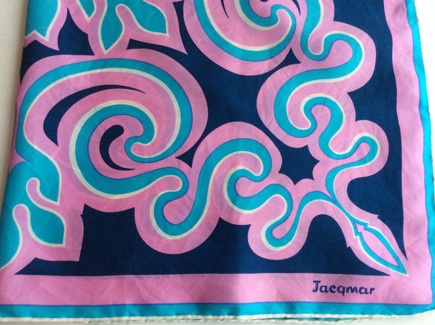 Vintage Jacqmar Silk Scarf Designer Silk Scarf Rolled Hems