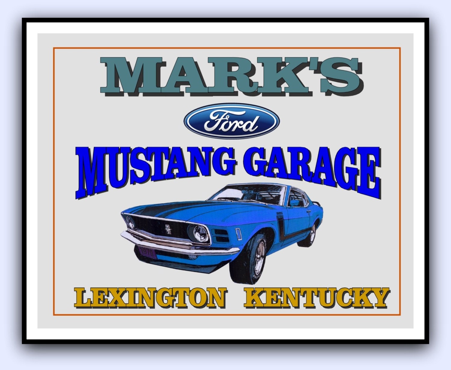 CUSTOM MUSTANG Personalized Garage Sign Print in Full Color