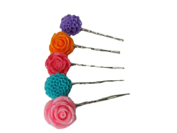 Flower Hair Pins Teen Hair Accessories Set Of 5 By Znextdesigns