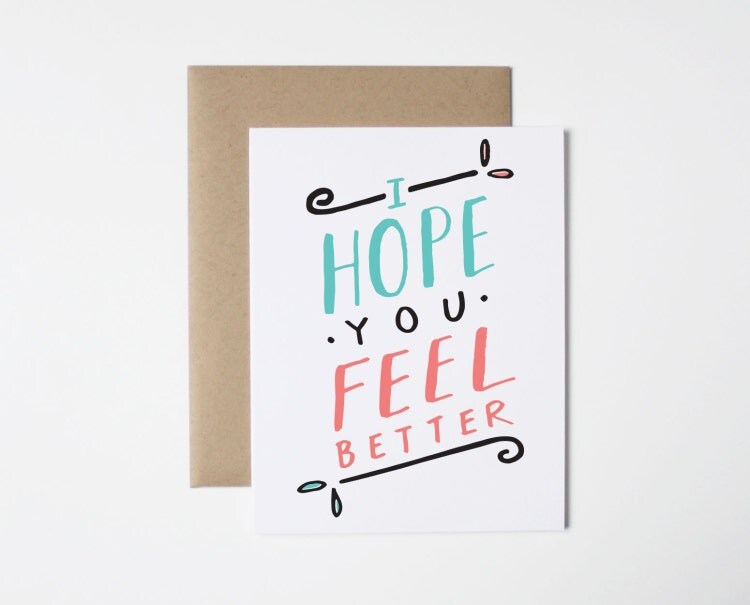 Get Well Card I Hope You Feel Better by ThePaperCub on Etsy