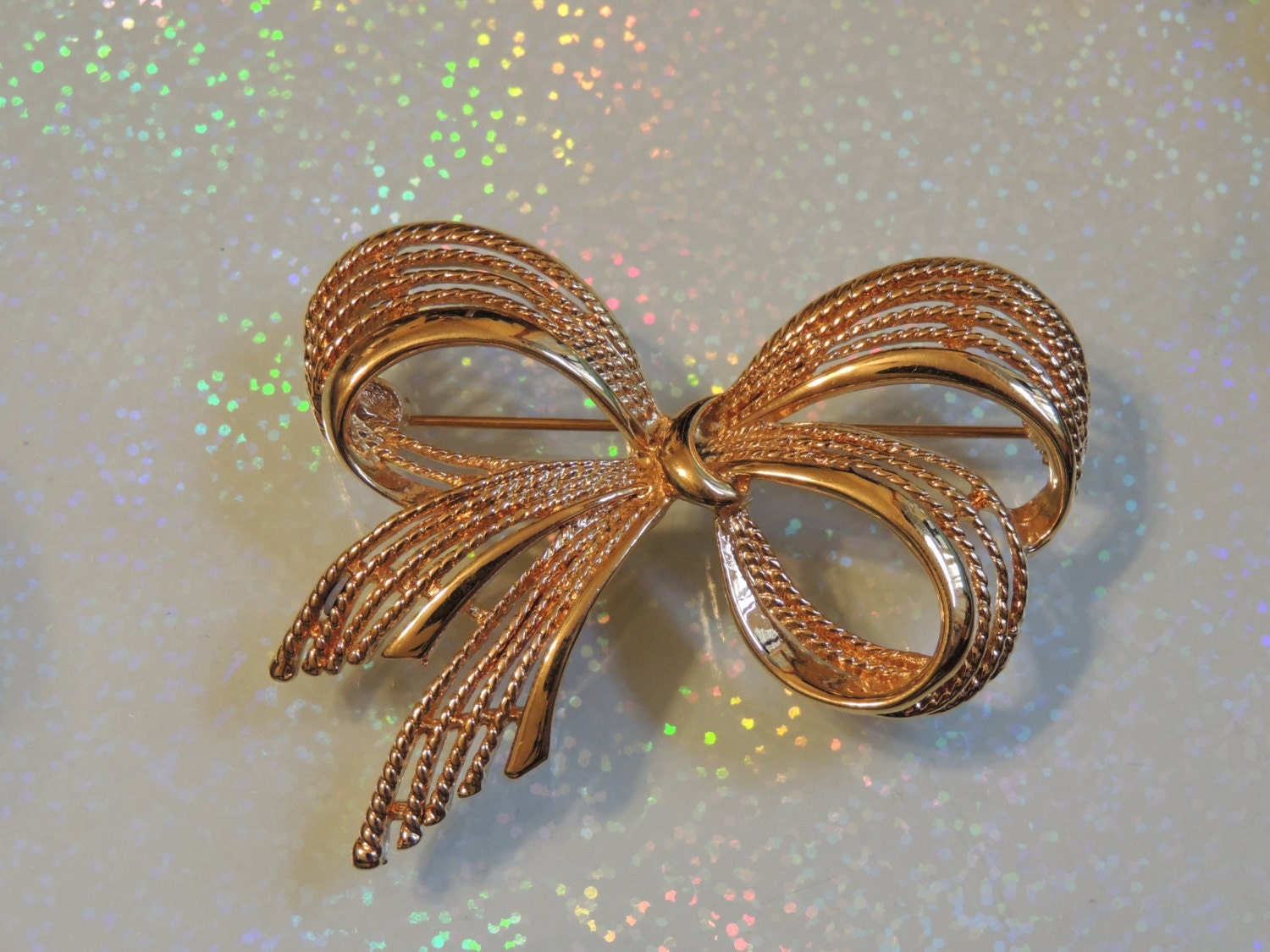 Napier Vintage Bow Brooch Gold tone by DLSpecialties on Etsy