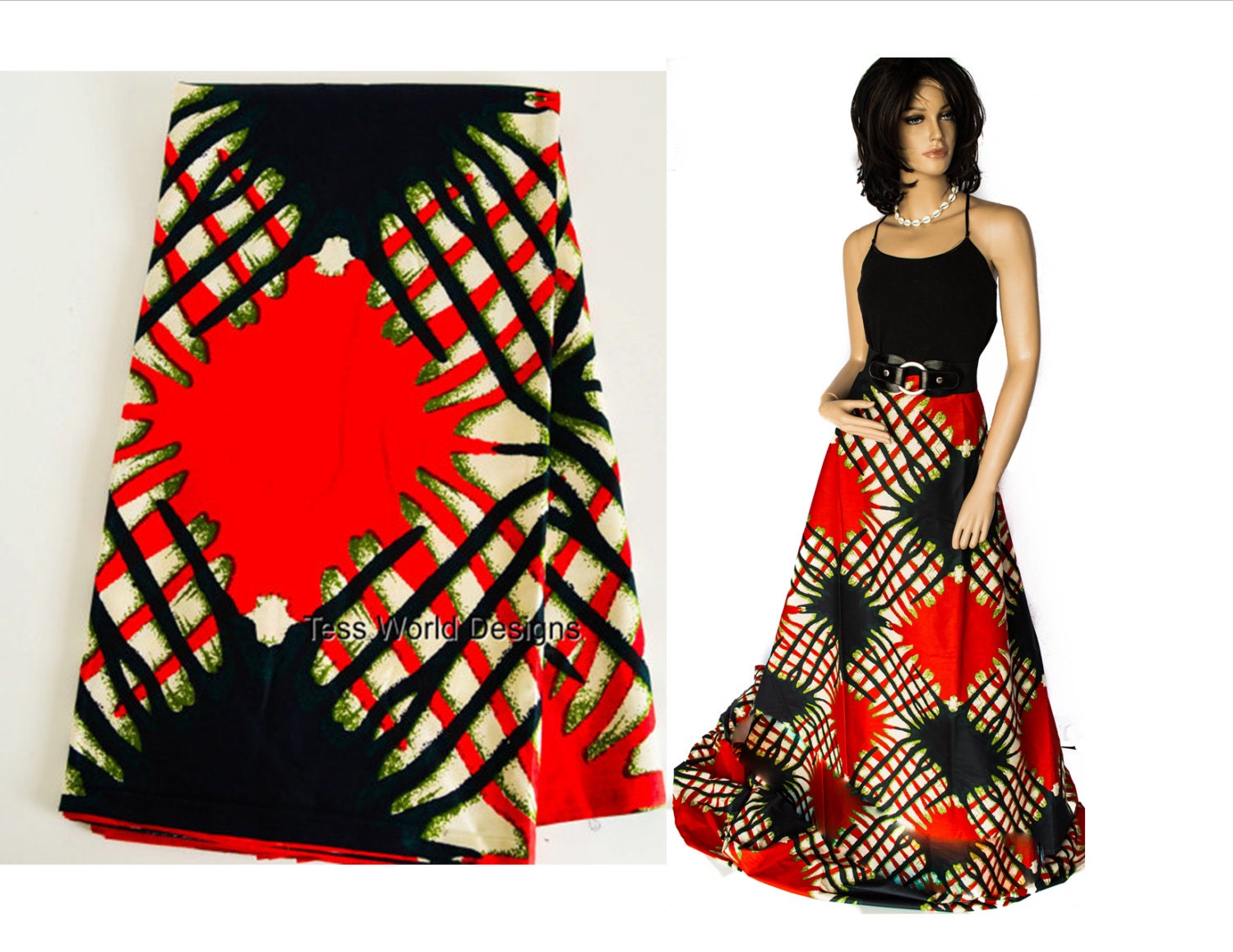 Wholesale African Textiles Fabric From Africa Ethnic Clothing Supplies Red Olive Green 6 Yards WP697 Wholesale African Textiles Fabric From Africa Ethnic Clothing Supplies Red Olive Green 6 Yards WP697