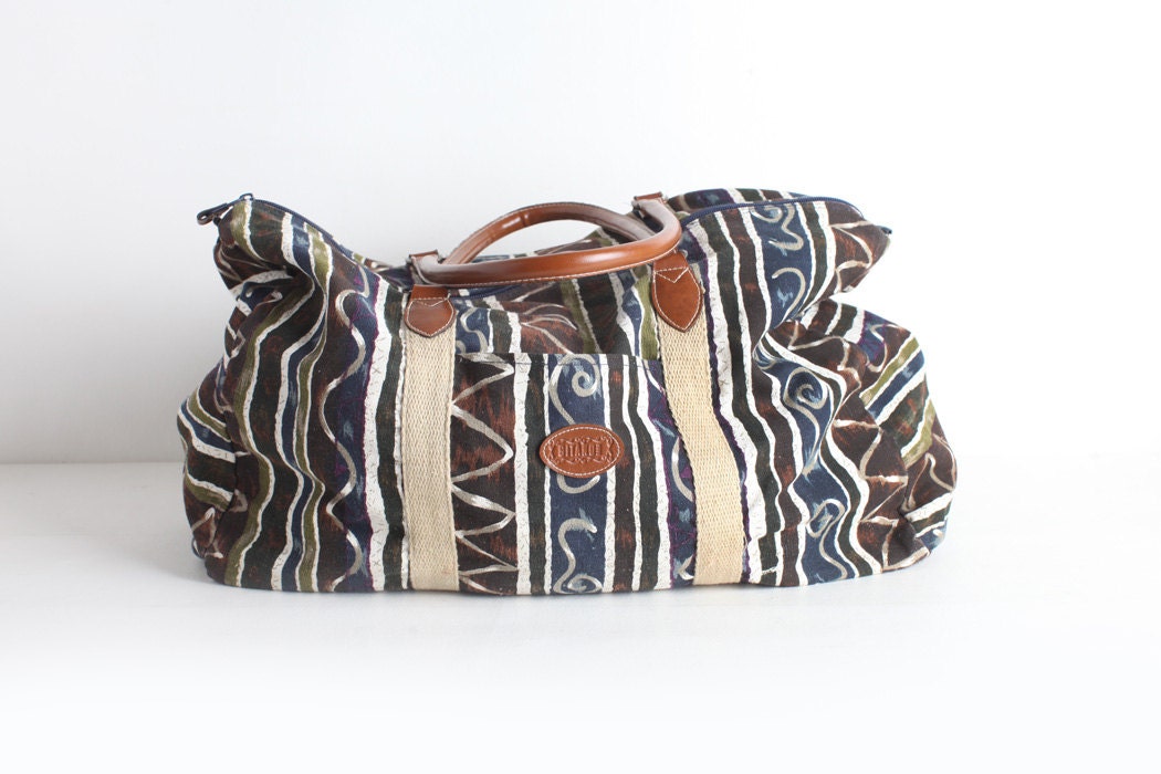 Vintage Extra Large Canvas Duffle Bag Overnight by doubleprints