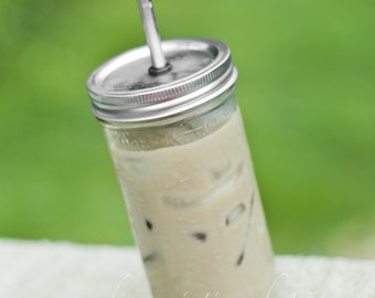 Hard to Find 24oz Mason Jar To Go Cup With Stainless Steel Straw Fits in Cup Holders Eco Friendly