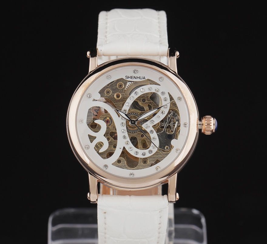 Women's Skeleton Watch Steampunk Watch Rose Gold Unique Butterfly Skeleton Dial Automatic Self Winding Gift for Her WHITE steampunk buy now online