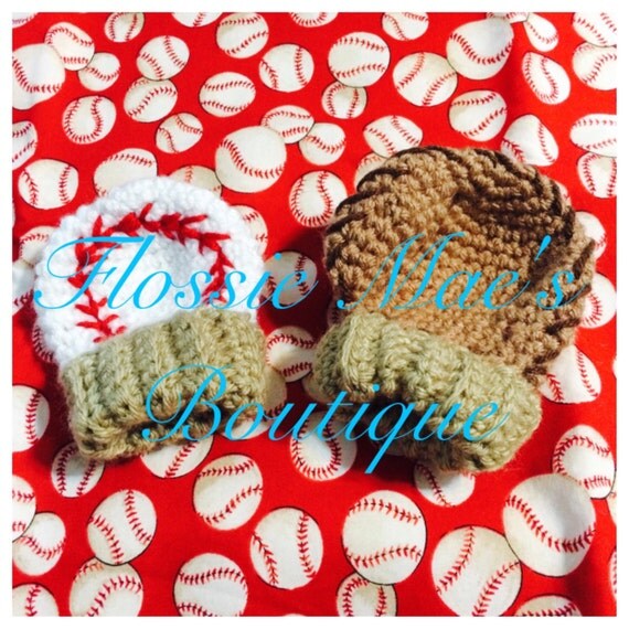 Items similar to Baseball and Glove Newborn Mittens on Etsy