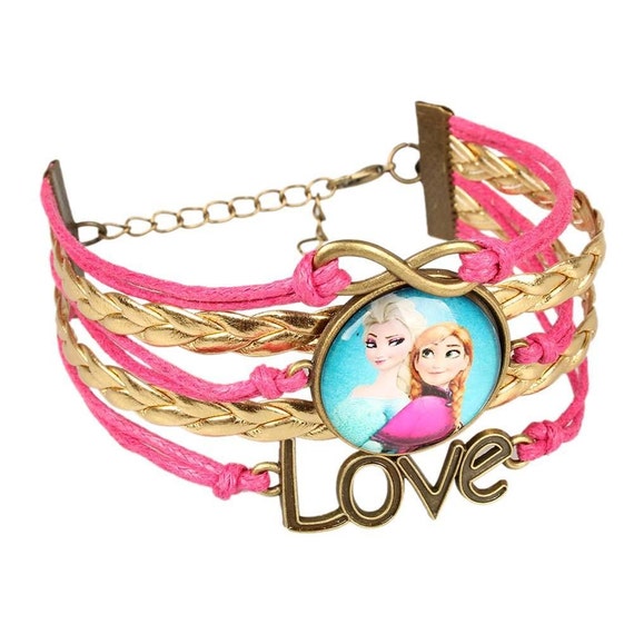 Items similar to Frozen Leather Bracelet (Elsa and Anna) on Etsy