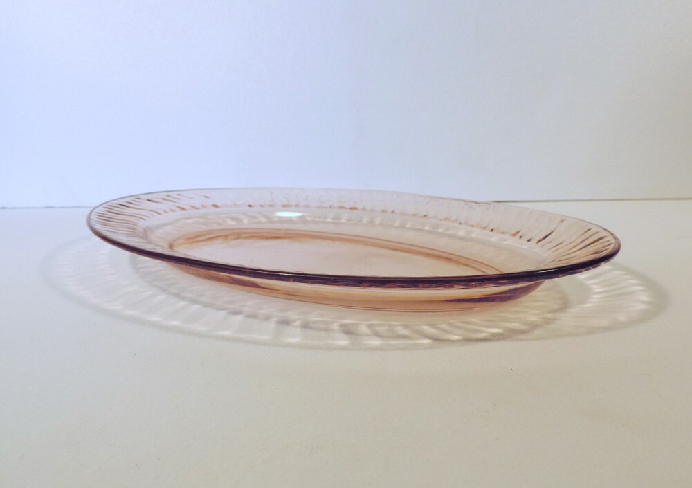 Arcoroc, rosaline, pink glass serving platter, vintage french home