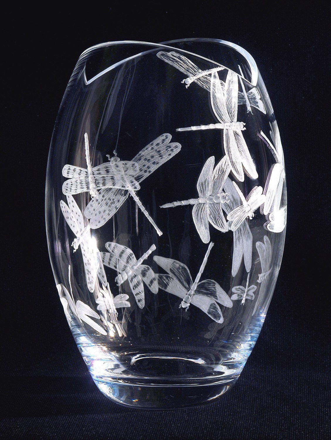 Dragonflyvase dragonflies vase engraved etched