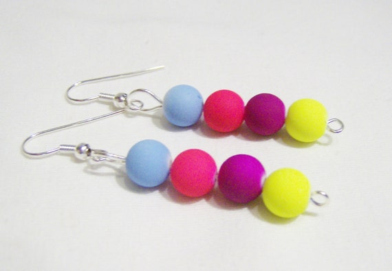 Neon retro 80's plastic dangling earrings neon earrings