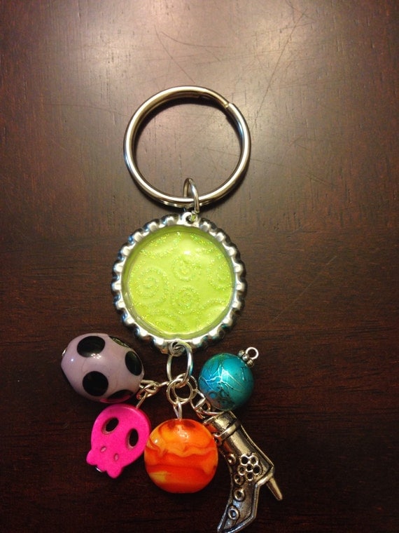 Bottle Cap Keychain by BeadBoutiqueBySara on Etsy