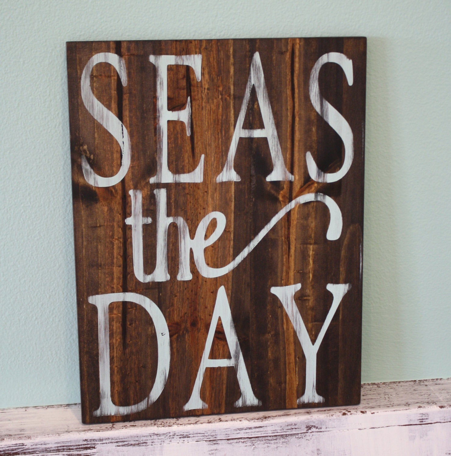 Seas the Day Handmade Wooden Beach Sign