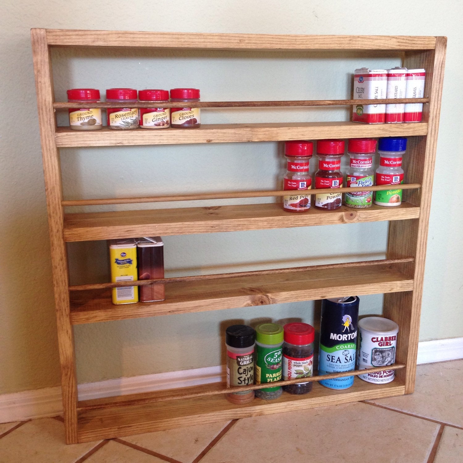 18 x 18 Rustic Spice Rack with wooden dowels by nidify on Etsy