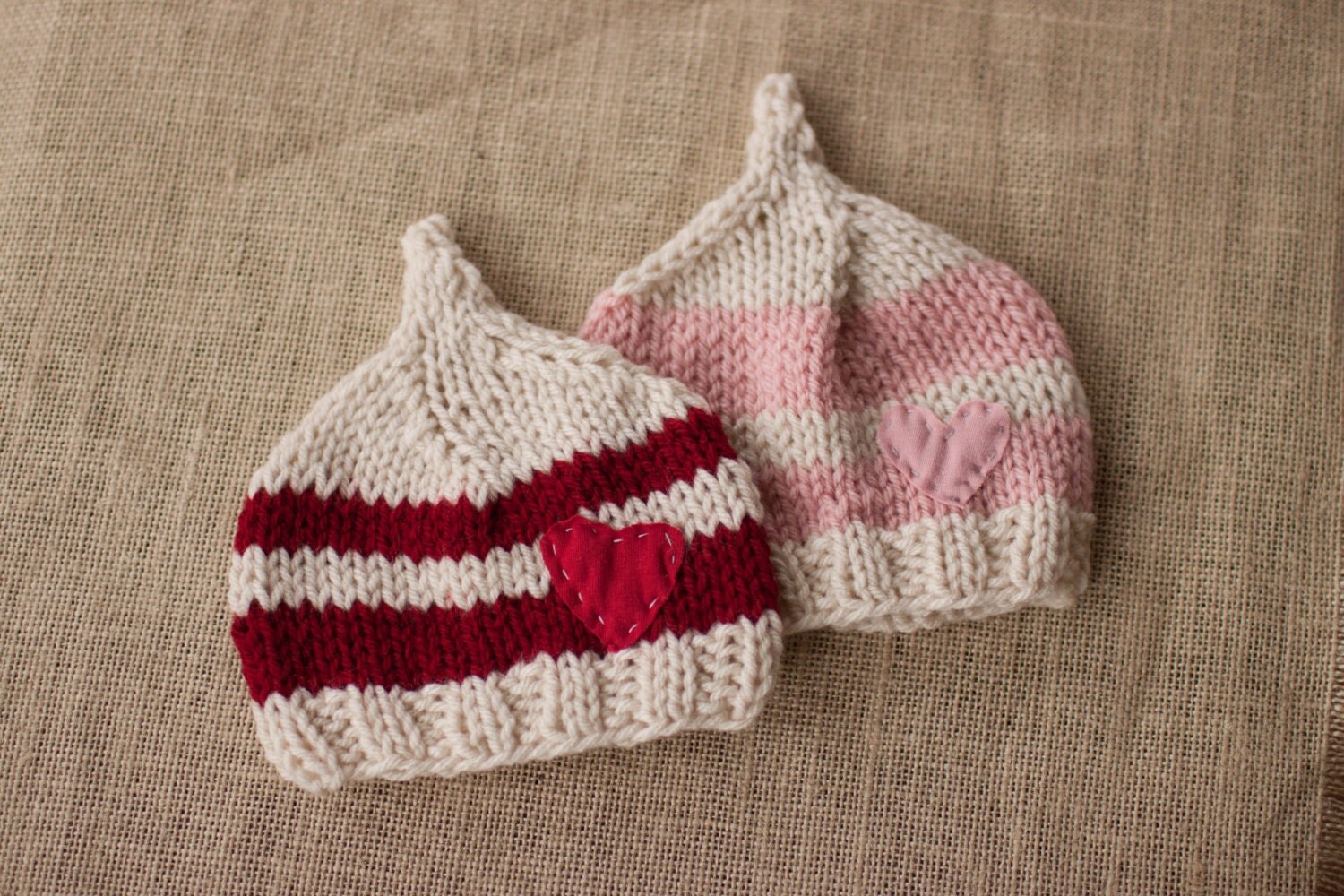 NB 3-6M Valentines Day Baby Hat, Valentines Newborn Hat, Red Heart Baby Hat, Pink Heart Baby Hat Photo Prop