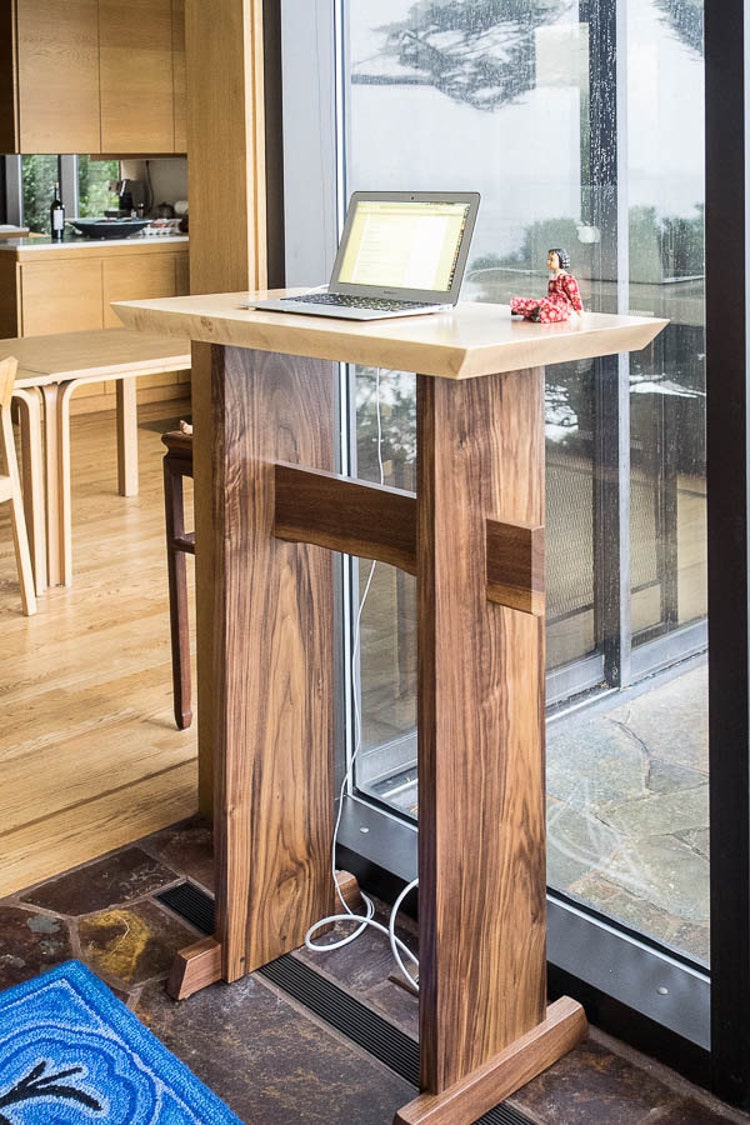 Stand Up Desk: Modern Wood Writing Desk Tall by 