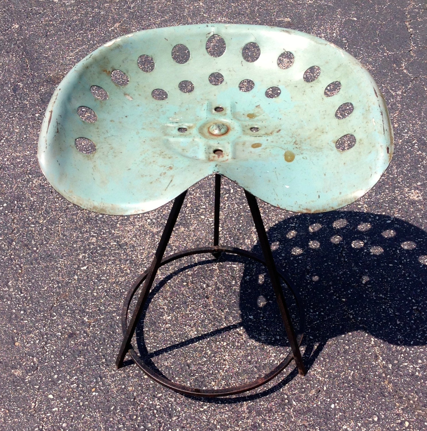 Antique Seafoam Green Rustic Tractor Seat Chair Haute Juice