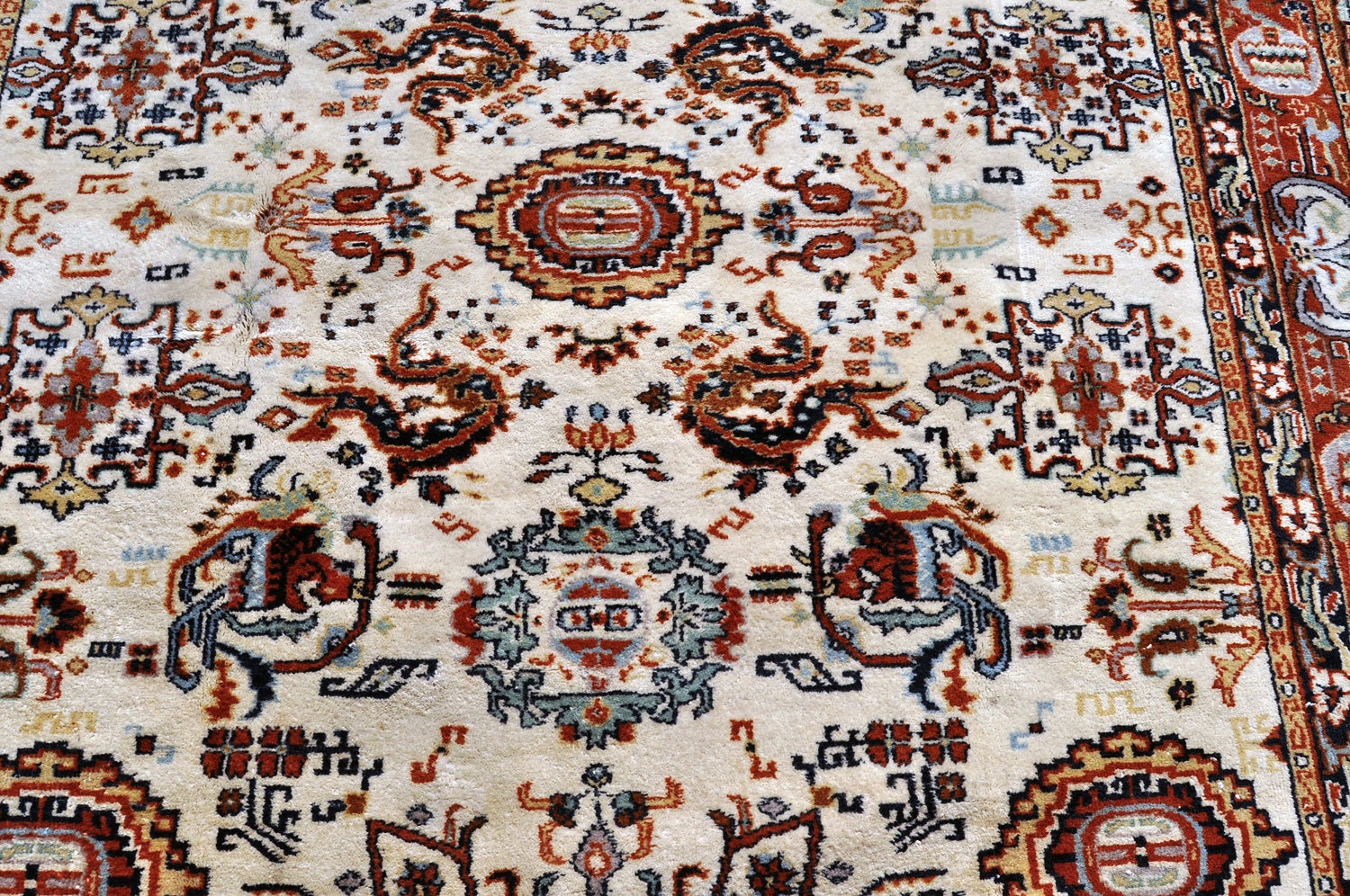 Vintage Nepal Tibet Buddhist Dragon Rug 8 ft. 10 in. by 5