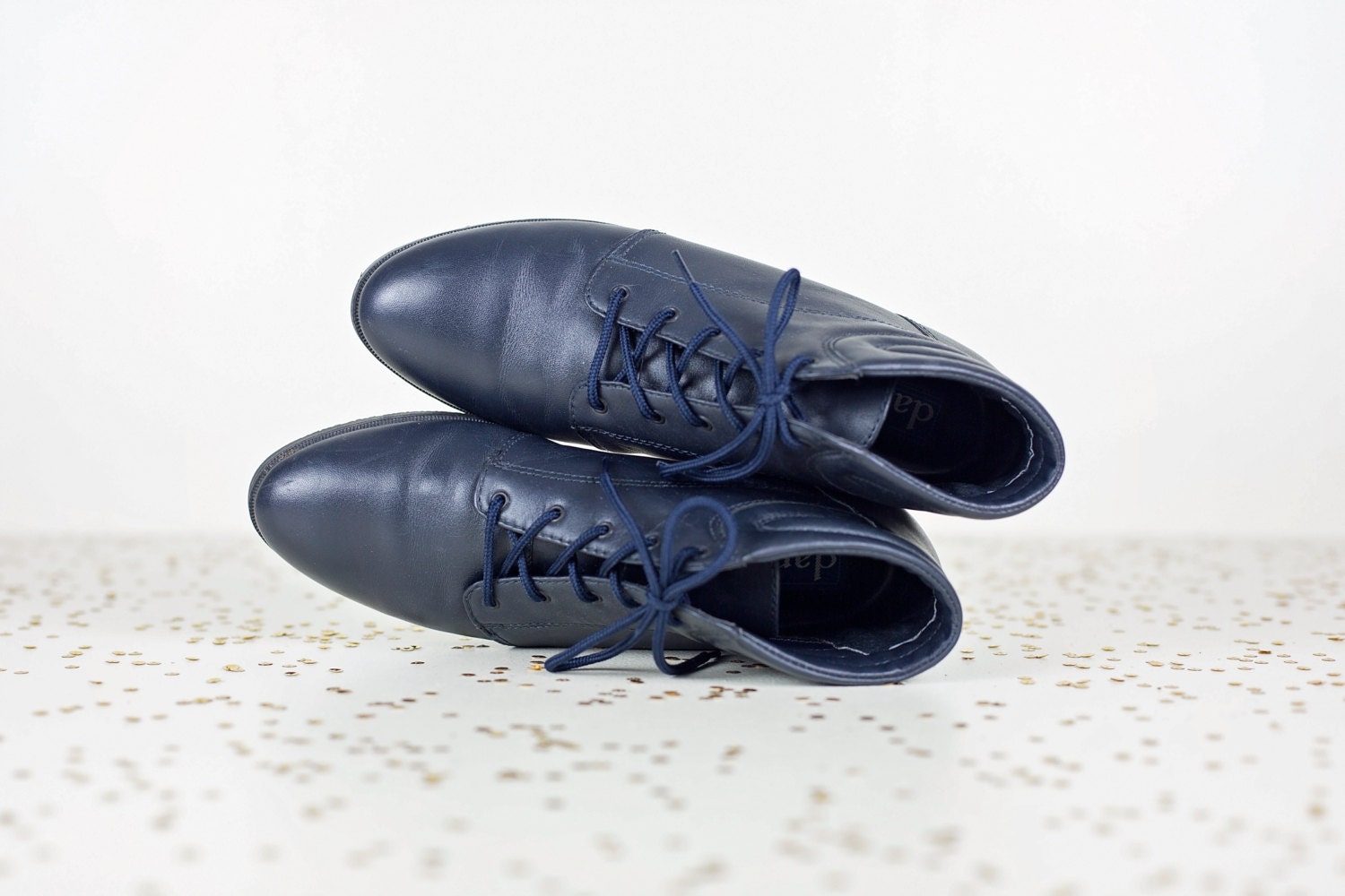 ladies boots navy blue leather
