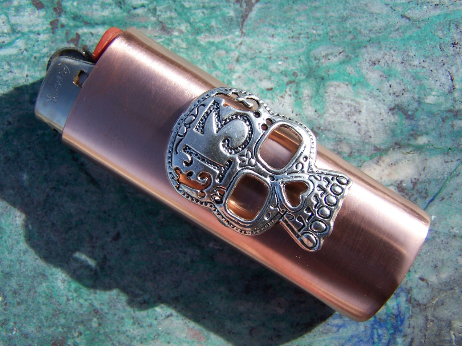 Copper Bic Lighter Case Skull 13 by DonsRepairs on Etsy