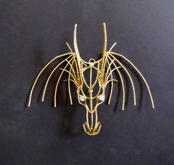 Golden Wire Dragon Wall Sculpture by PanmansArt on Etsy