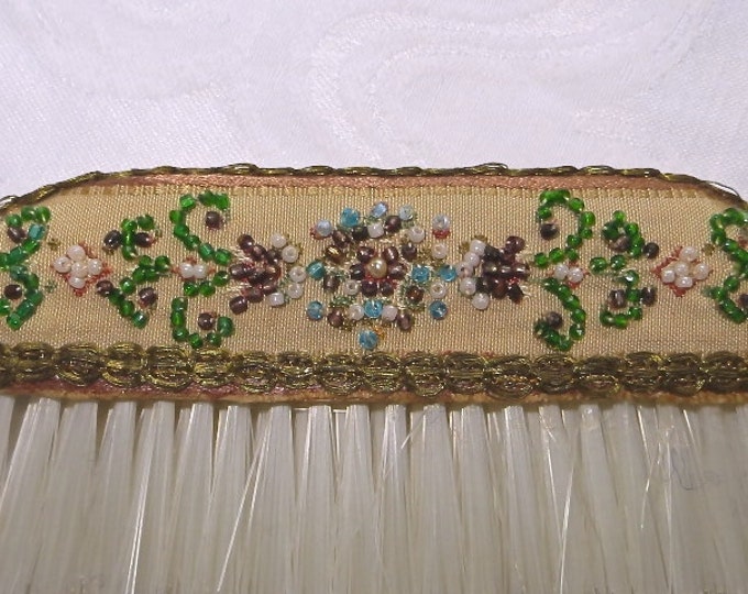 Vintage Brush, Beaded Seed Pearls, Jeweled Brush, Vanity Table Accessories, Clothing Brush