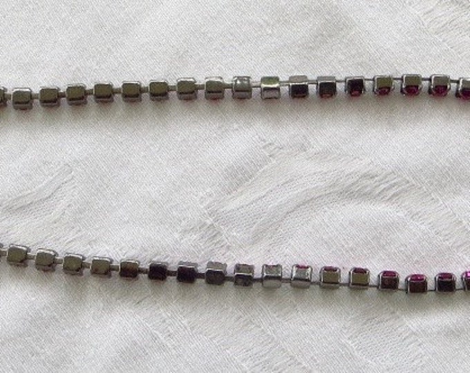 Vintage Rhinestone Necklace, Single Strand, Raspberry Red Rhinestones, 1960s Jewelry