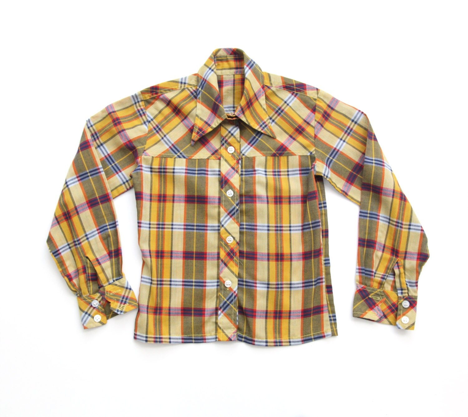 RESERVED vintage boys yellow plaid shirt size 6 y
