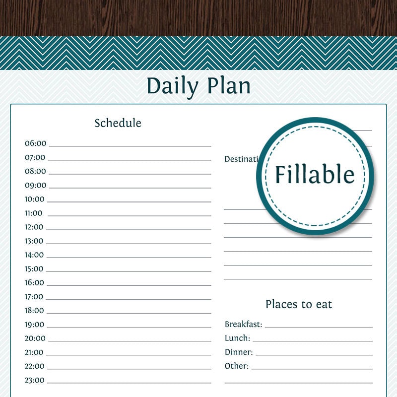 travel planner daily planner fillable instant download