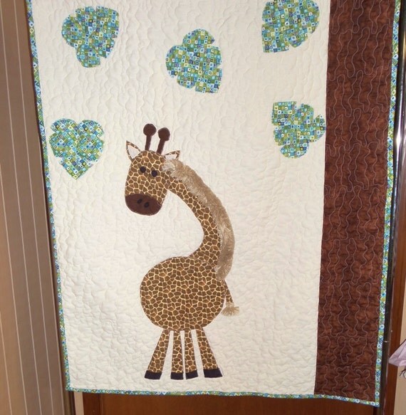 Giraffe Homemade baby quilt Crib quilt Baby boy quilt Boy crib