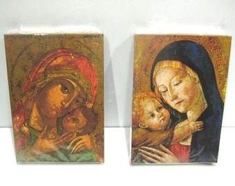 Pr Vintage Madonna & Child Icons , Maria Laach Benedictine Abbey , NOS Religious Icons Blessed Mother Infant Jesus , Gottesmutter Mit Kind