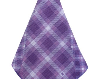 Purple Plaid Print Microfiber Golf Towel