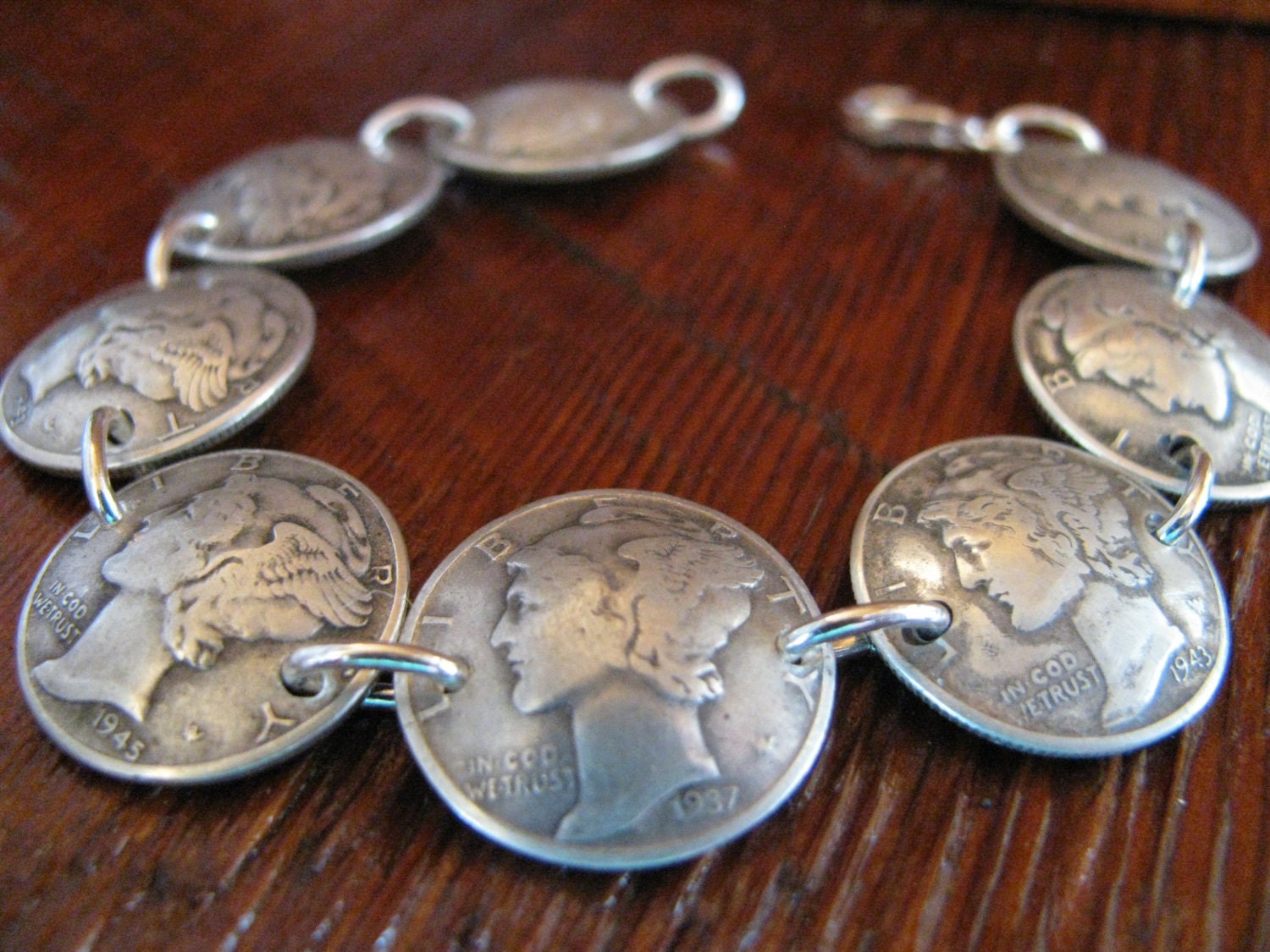 90% Silver Mercury Dime Bracelet Coin Jewelry Solid Silver