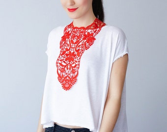 30% Inspiration Red Necklace Venise Lace Necklace Lace Jewelry Bib Necklace Statement Necklace Body Jewelry Gift/ ERCOLA