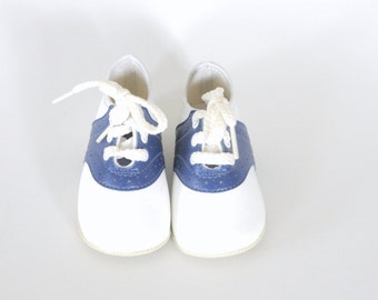 Vintage Blue and White Oxford Saddl e Leather Baby Shoes Size 2 ...