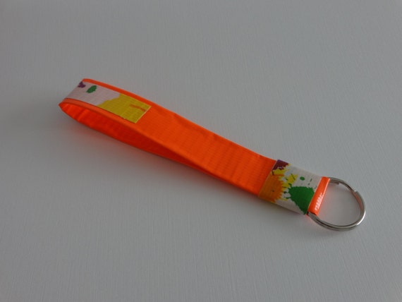 CLEARANCE! Duct Tape Wristlet Key Chain Orange w Splat Multi Color ...