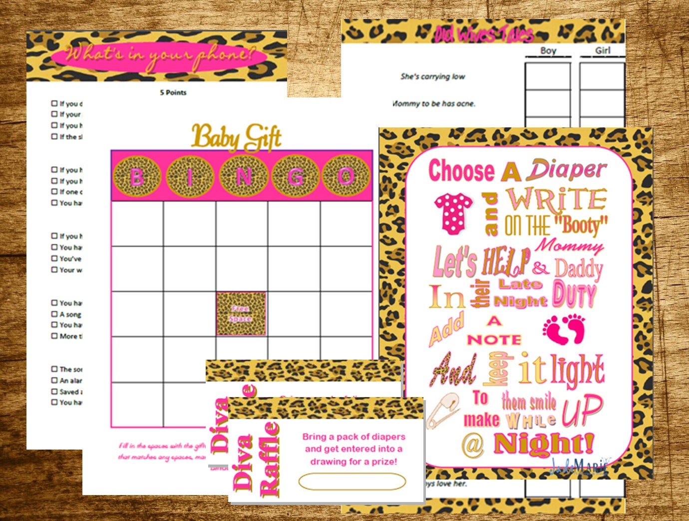 Leopard print baby shower game pack Unique Baby shower