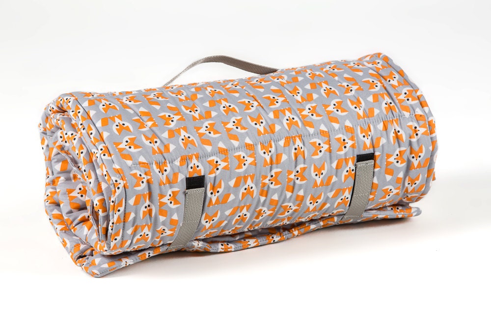 Organic Nap Mat Fox With Attached Organic Blanket and
