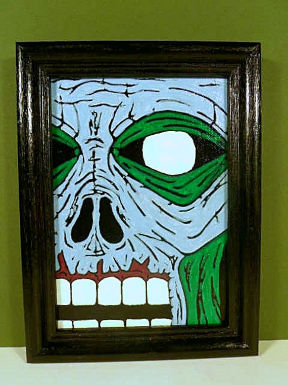 Original Acrylic Zombie Painting on 5X7 Canvas Panel with
